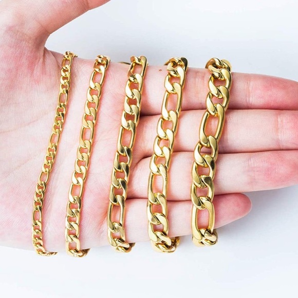 18k Gold Figaro Chain Necklace 22in Men’s Women's - Picture 5 of 10